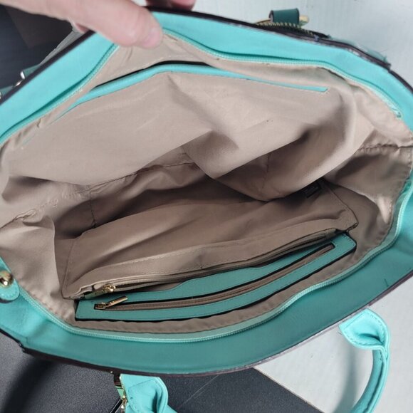 Turquoise Anchor Nautical Faux Leather Adjustable Crossbody Shoulder Handbag - Picture 2 of 11